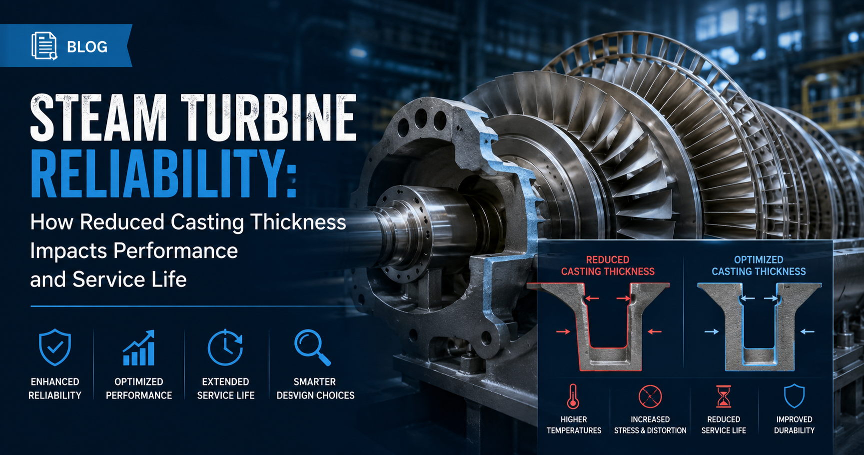 Steam Turbine Reliability: How Reduced Casting Thickness Impacts Performance and Service Life